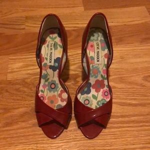 Steve Madden Red Parent Leather High Heel Sandals